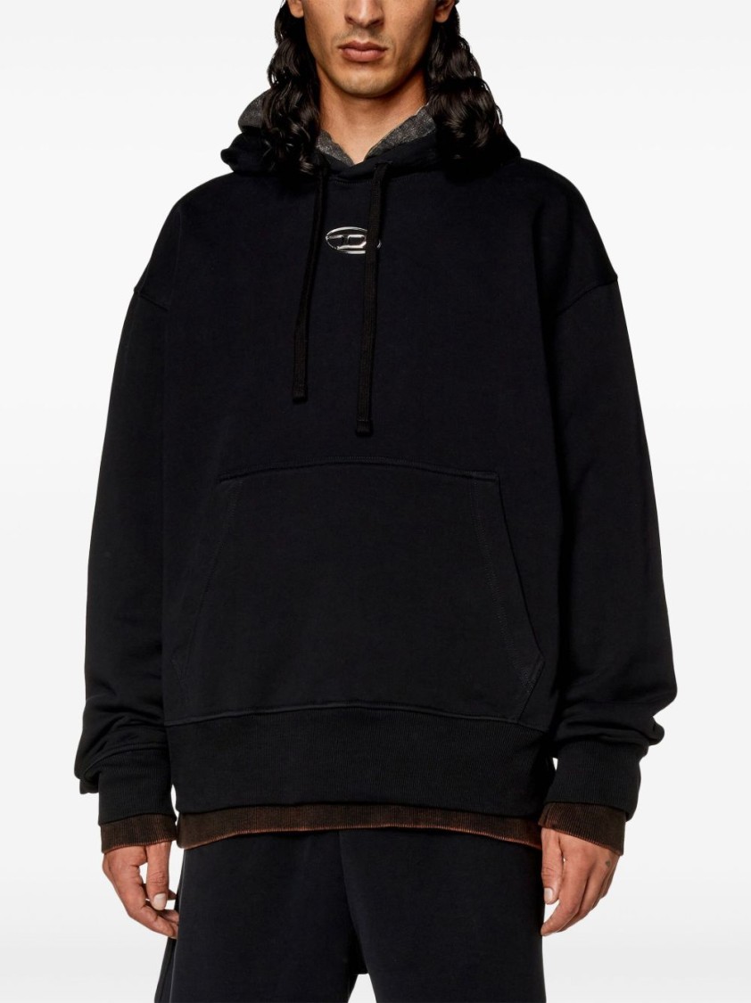 Diesel Relaxed Fit Hoodie With Classic Hood And Kangaroo Pocket In Black