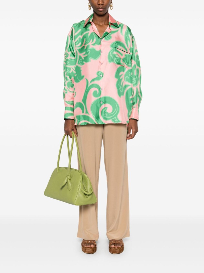 Etro Floral Pattern Pink Shirt With Classic Collar And