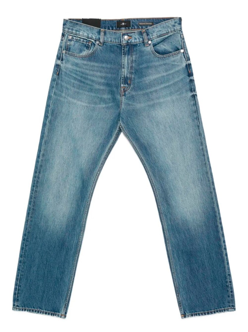 7 For All Mankind Straight Jeans In Blue