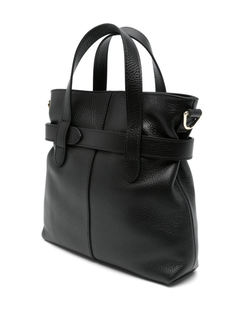 Shop Coccinelle Textured Black Leather Tote Bag