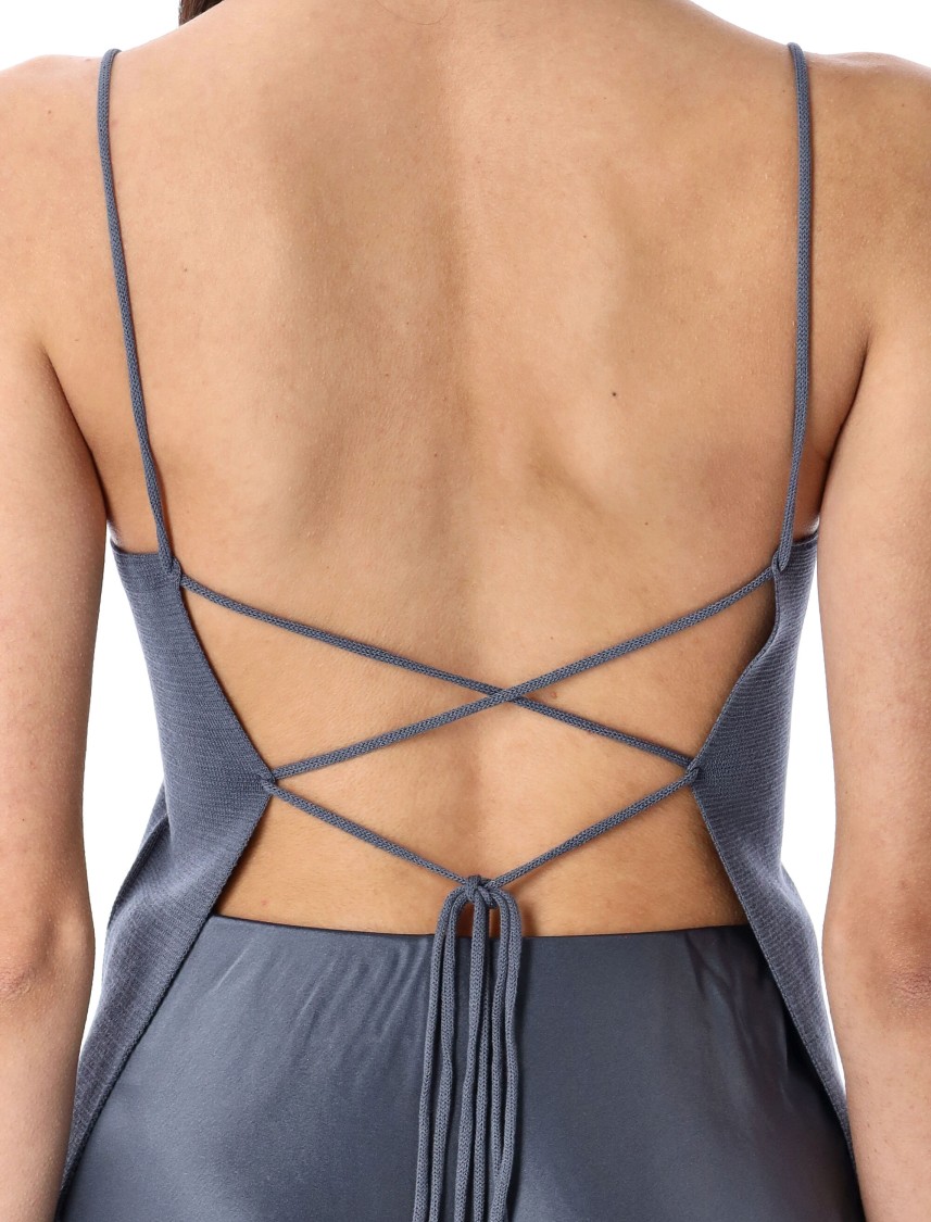 By Malene Birger Straight Neckline Slim-fit Top In Blue