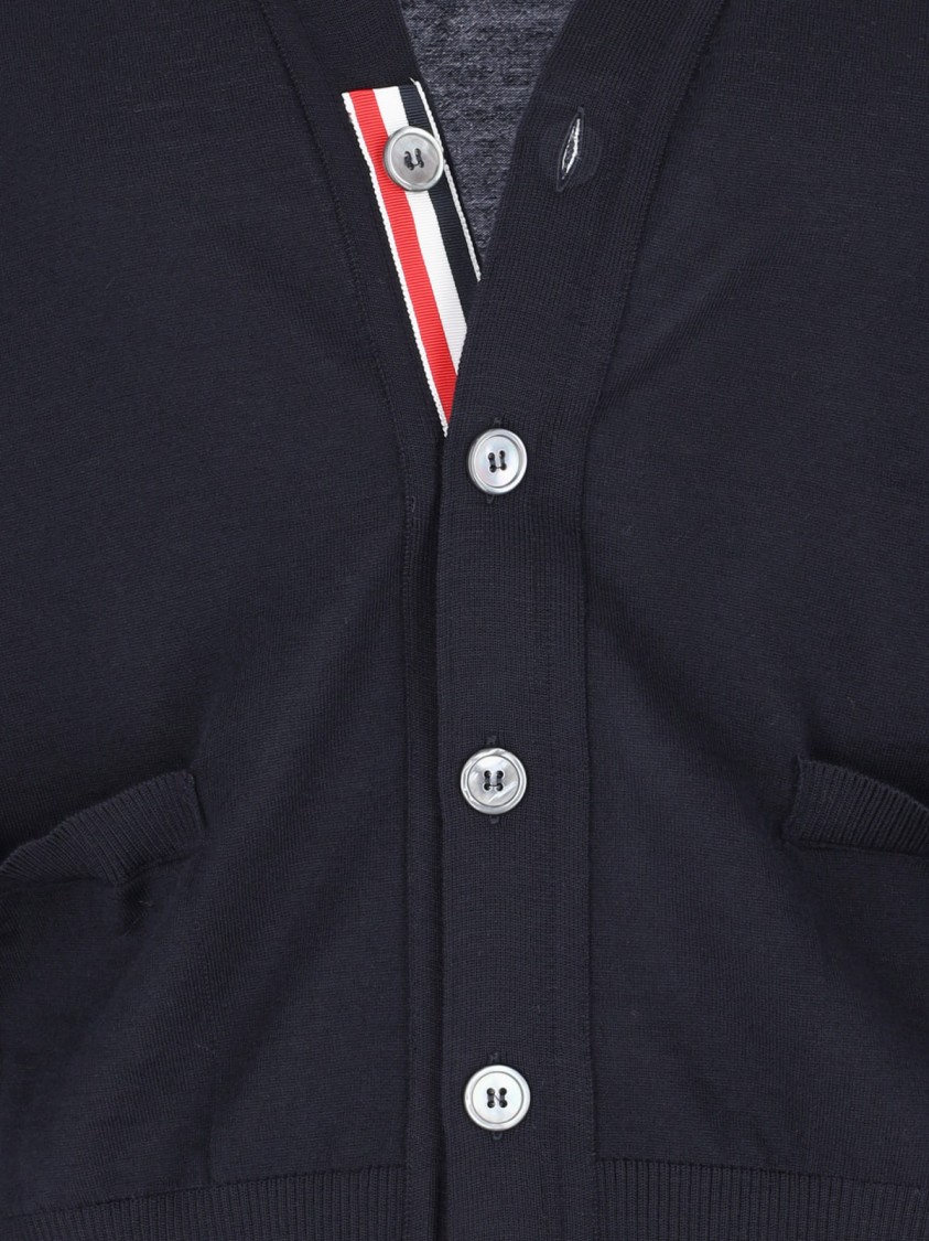 Shop Thom Browne "4-bar" Cardigan – Blue