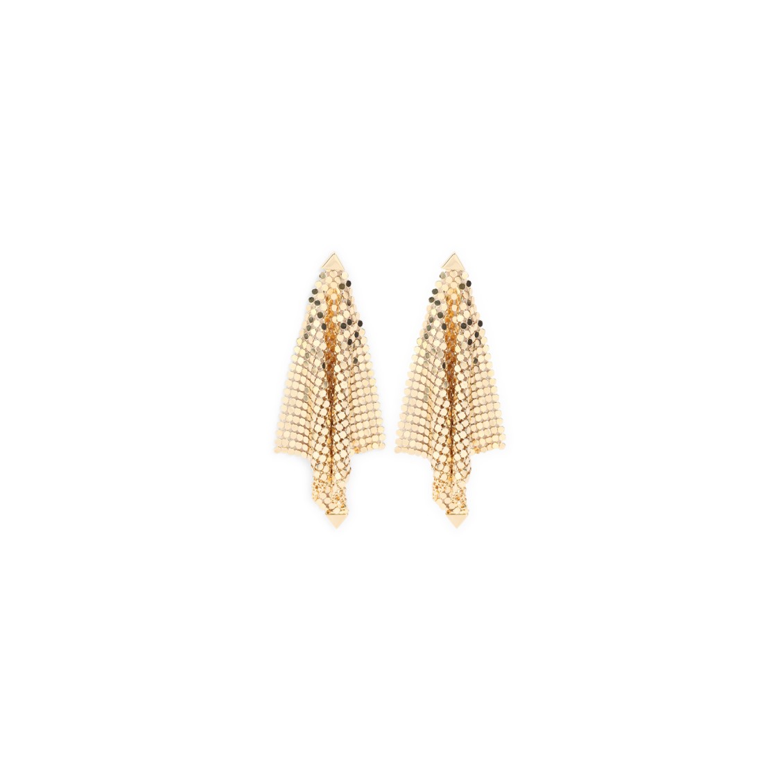 Rabanne Cascading Metallic Mesh Earrings With Triangular Accents In Gold