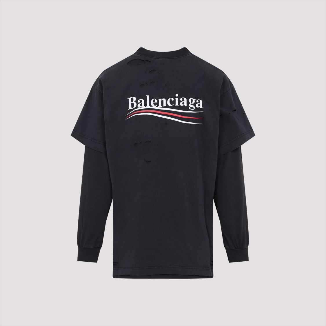 Balenciaga Black Political Campaign Long Sleeve Layered T-shirt In Black