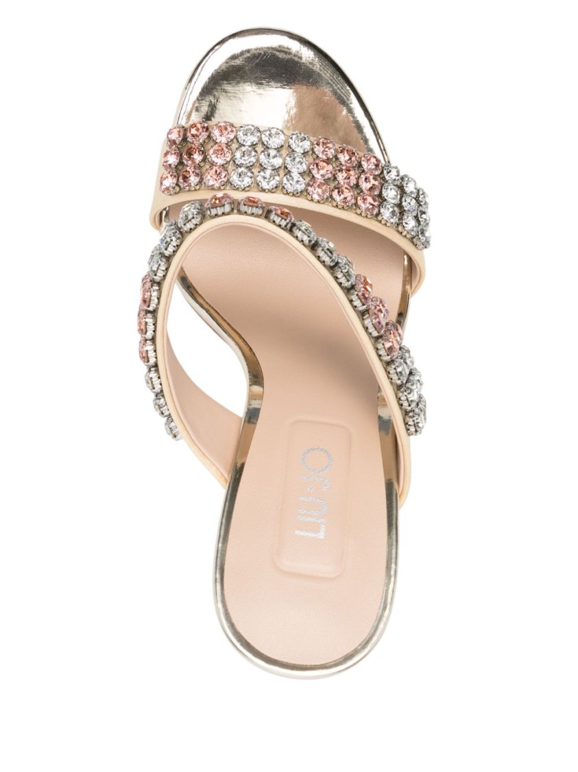 LIU •JO LIU JO RHINESTONE-EMBELLISHED SANDALS WITH HIGH STILETTO HEEL