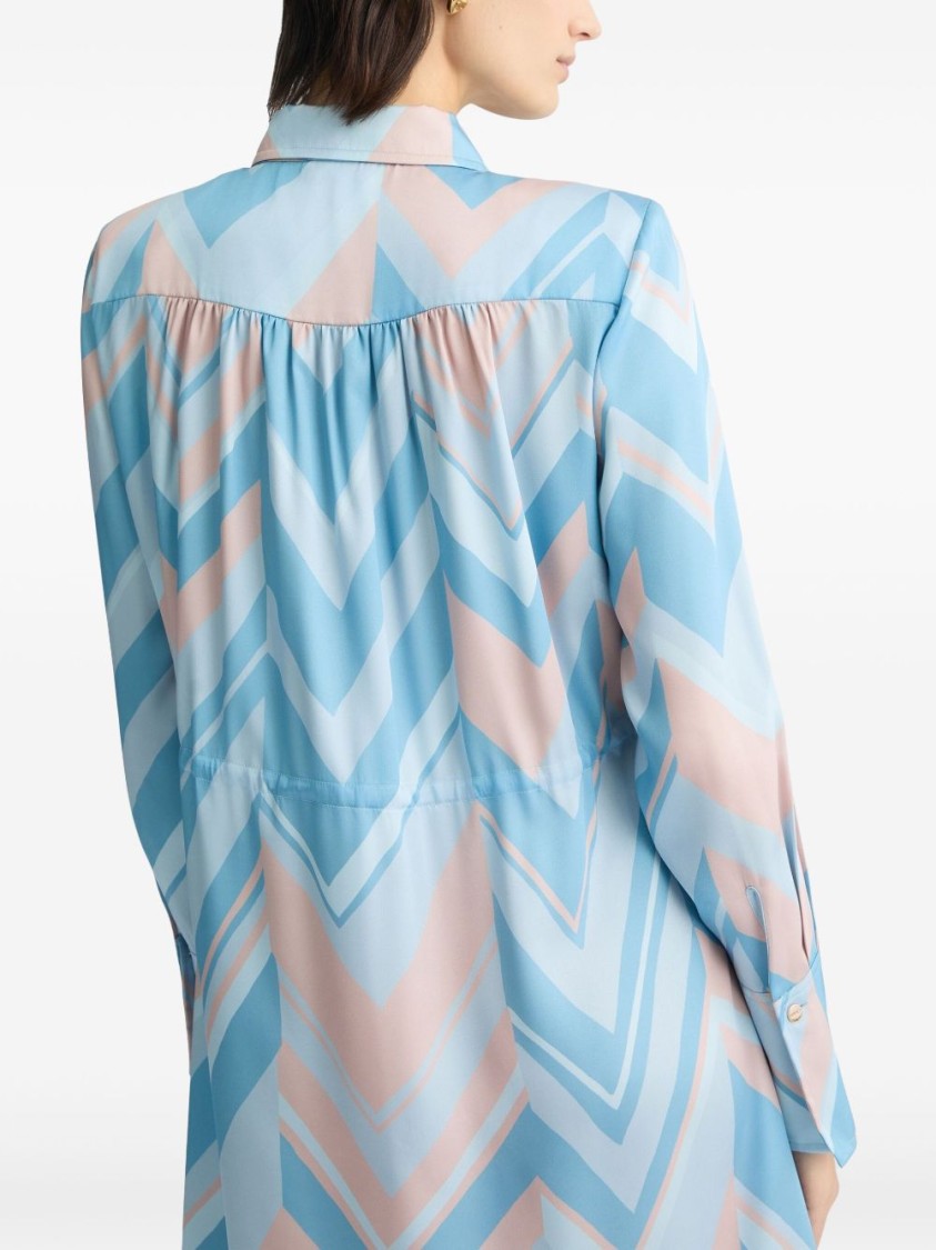 Liu •jo Liu Jo Chevron Pattern Midi Dress With Cinched Waist