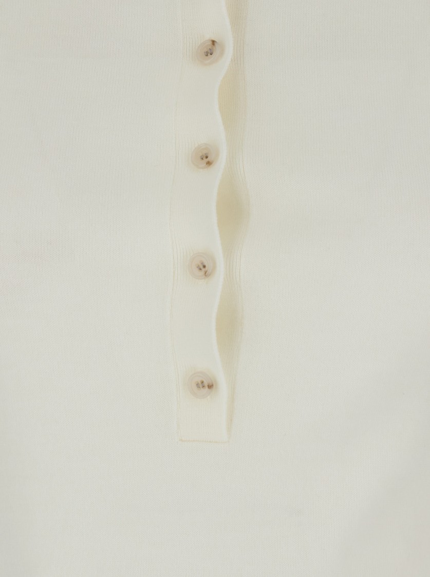 Shop Allude White Wool Sweater With Classic Collar