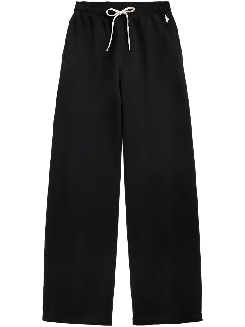 Polo Ralph Lauren Relaxed Fit Knit Open Bottom Trousers With Adjustable Waistband In Black