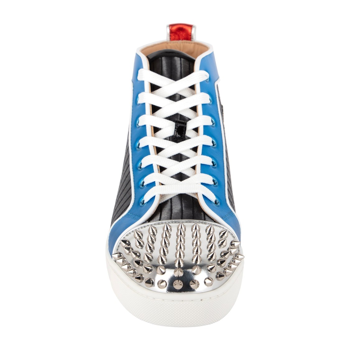 Christian Louboutin Lou Spikes Orlato Flat 'pleated Metallic' In Multi