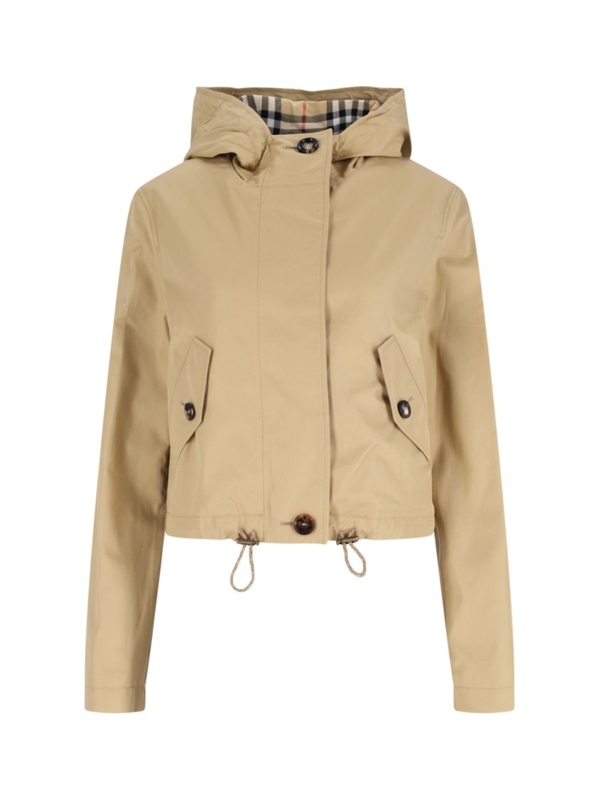 Burberry Gabardine Cropped Parka In Neutral