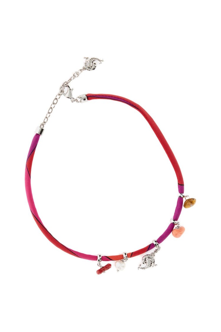 Emilio Pucci Vibrant Fabric Choker With Colorful Charms
