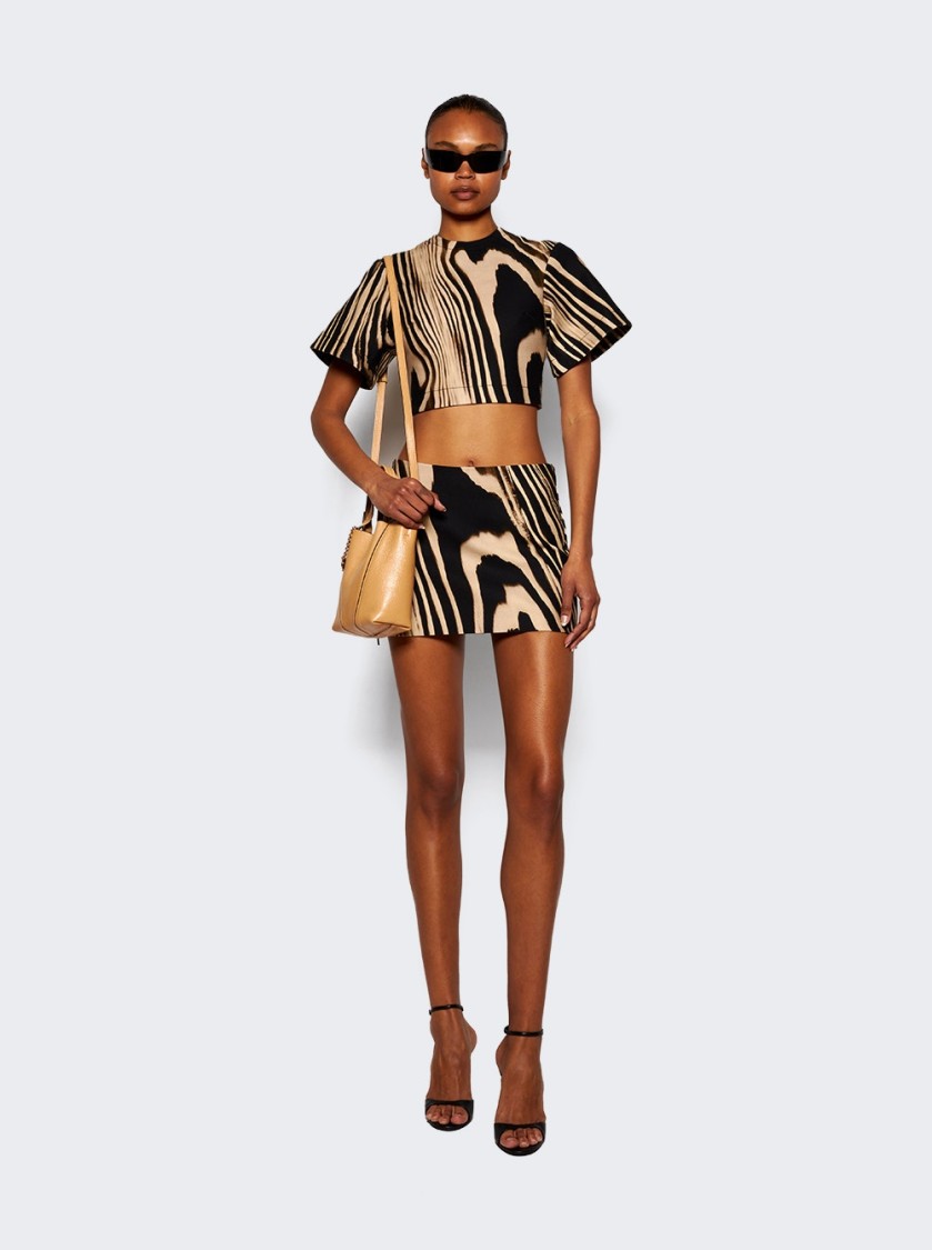 DAVID KOMA DAVID KOMA ZEBRA PRINT MINI SKIRT - BEIGE AND BLACK