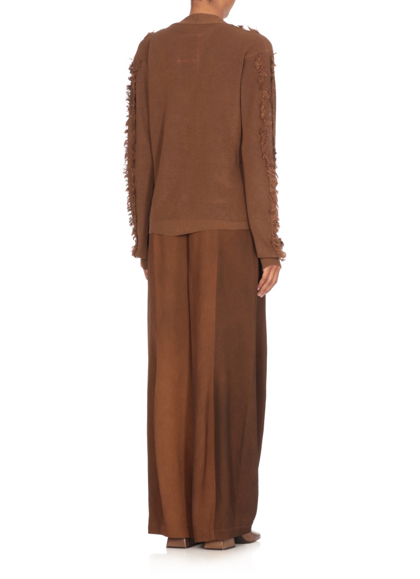 Uma Wang Fringe-detail V-neck Cotton Cardigan