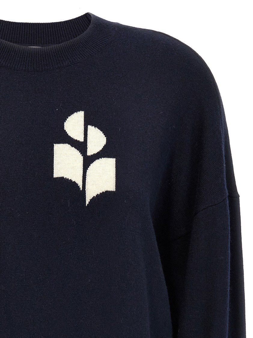 Isabel Marant Étoile Contrast Jacquard Logo Cotton-wool Blend Sweater In Blue