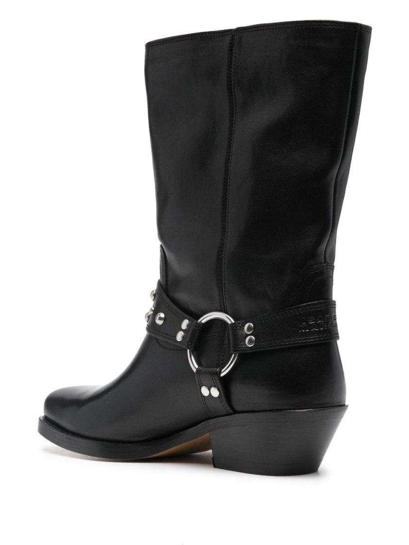 Isabel Marant Antya Leather Cowboy Boots In Black
