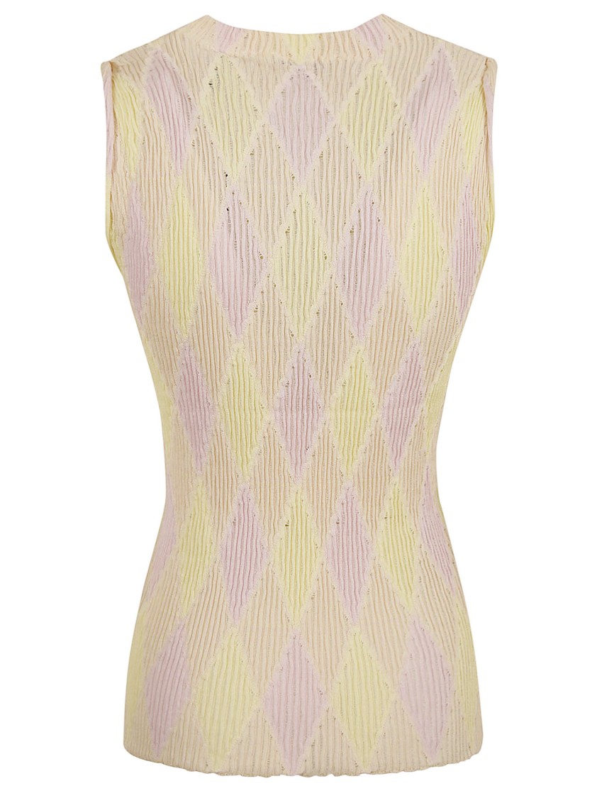 Burberry Sleeveless Textured Top With Diamond Pattern In Neutral