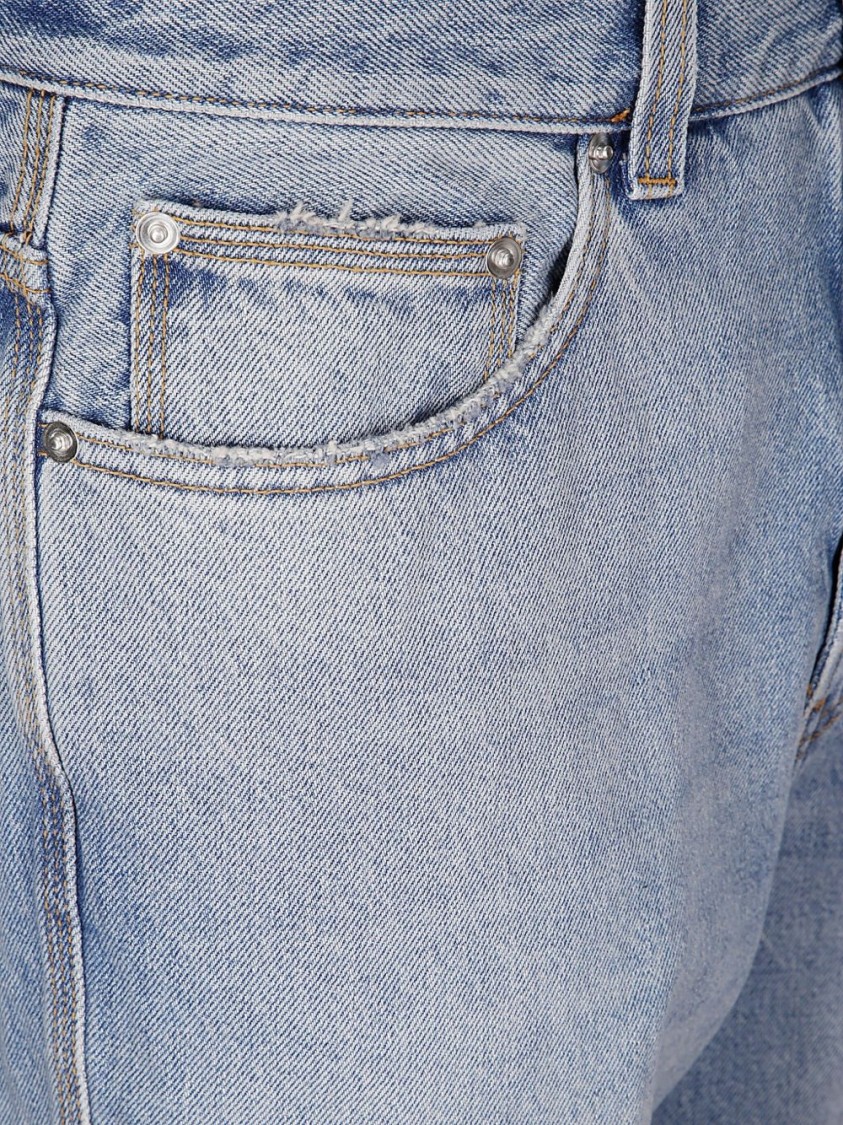 Haikure Distressed Straight Leg Jeans Rivet Detail In Grey