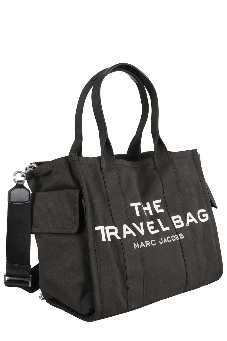 Marc Jacobs Versatile Black Cotton Travel Tote With Dual Handles And Bold Logo In Black
