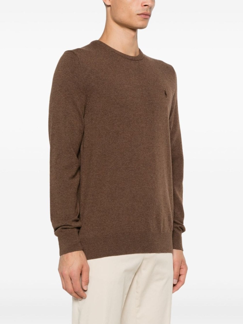 Shop Polo Ralph Lauren Classic Wool Sweater With Design And Fit In Grey