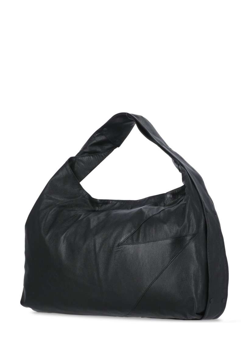 Discord X Yohji Yamamoto Black Leather Shoulder Bag In Black