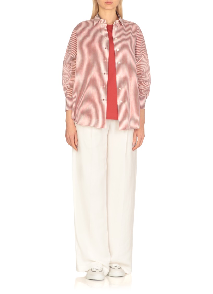 Brunello Cucinelli White Linen And Viscose Pants In White