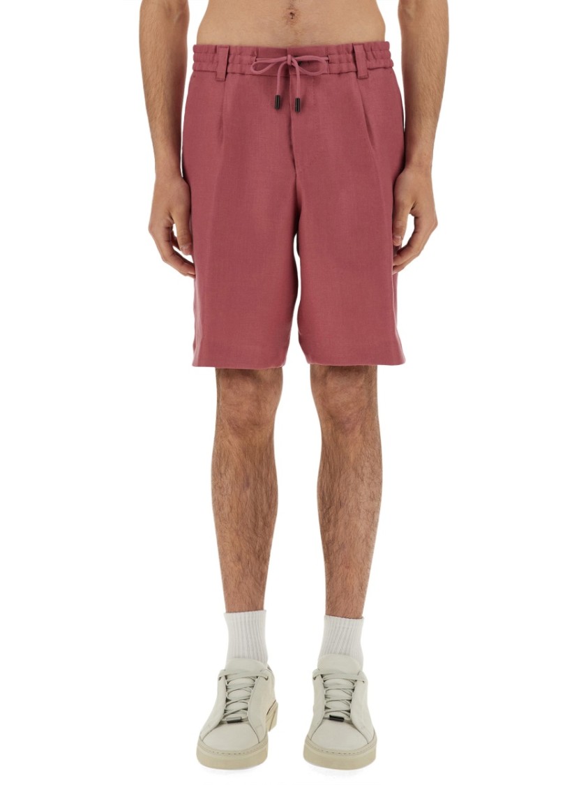 BOSS CAMEL BOSS CAMEL LINEN RELAXED FIT SHORTS
