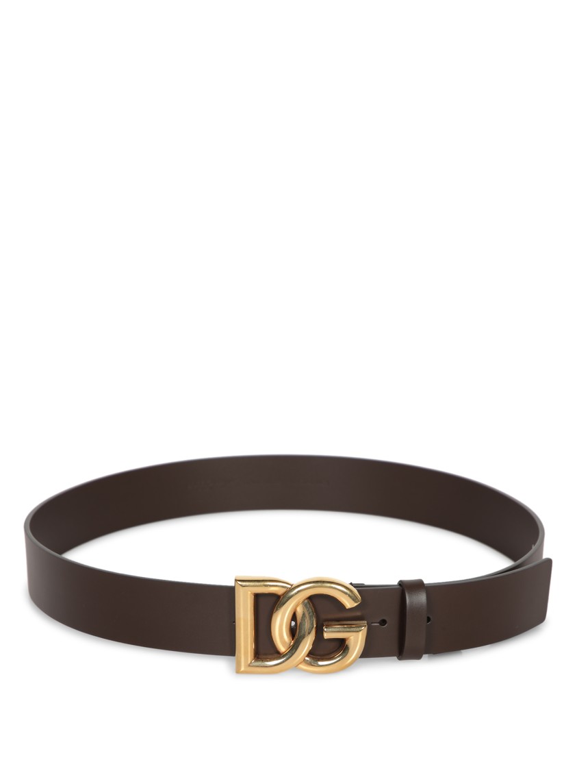 Dolce & Gabbana Black Belt With Buckle Closure And Interwoven Design In Leather Man In Black