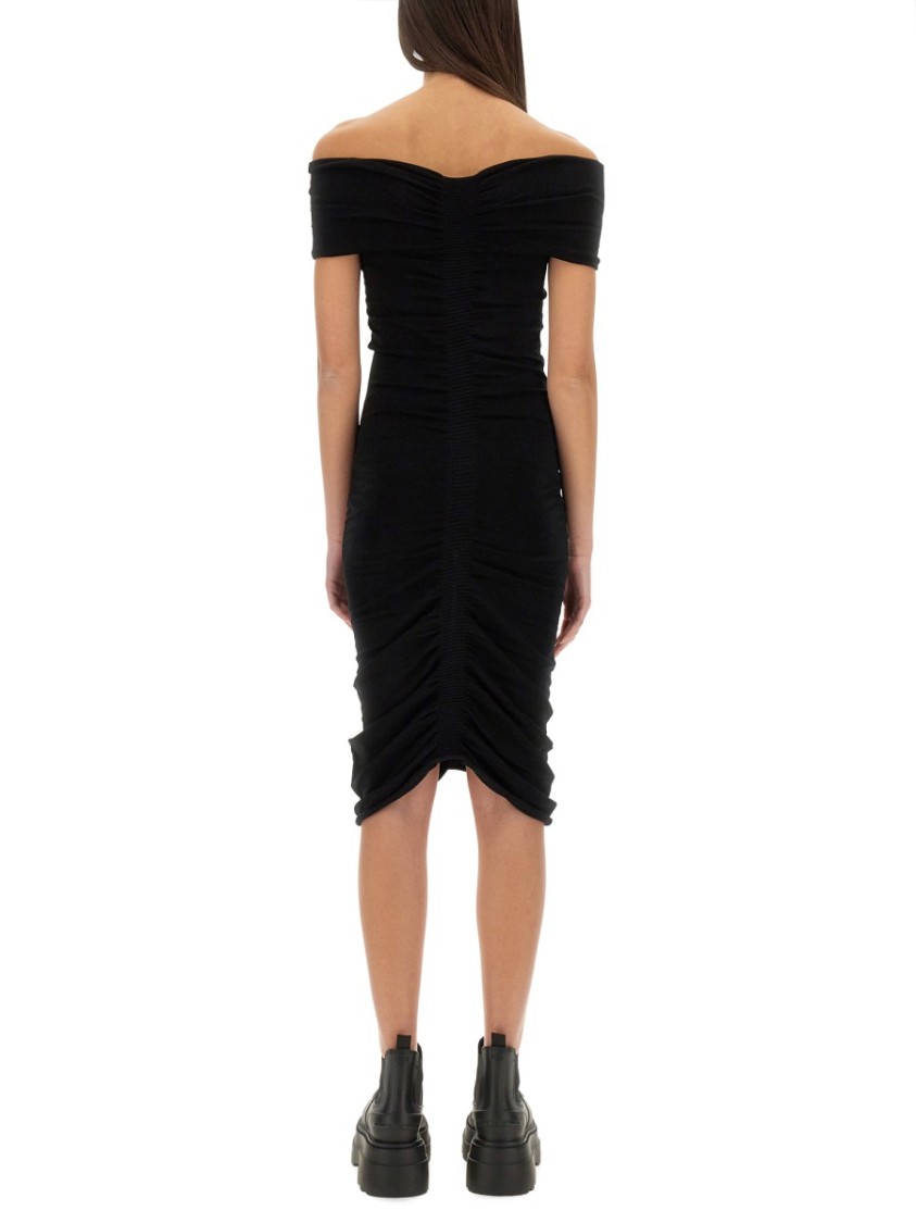 Alexander Wang Off Shoulder Ruched Dress In Black