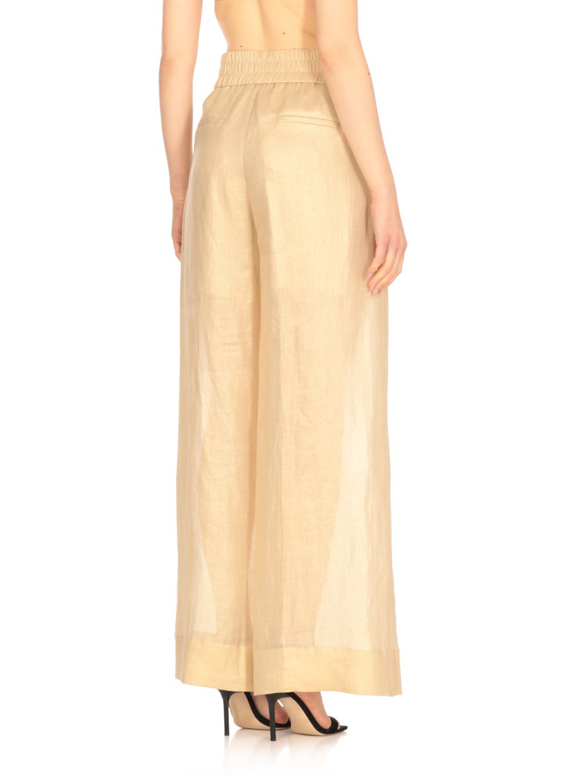 Shop Peserico Aurea Golden Ramie Pants