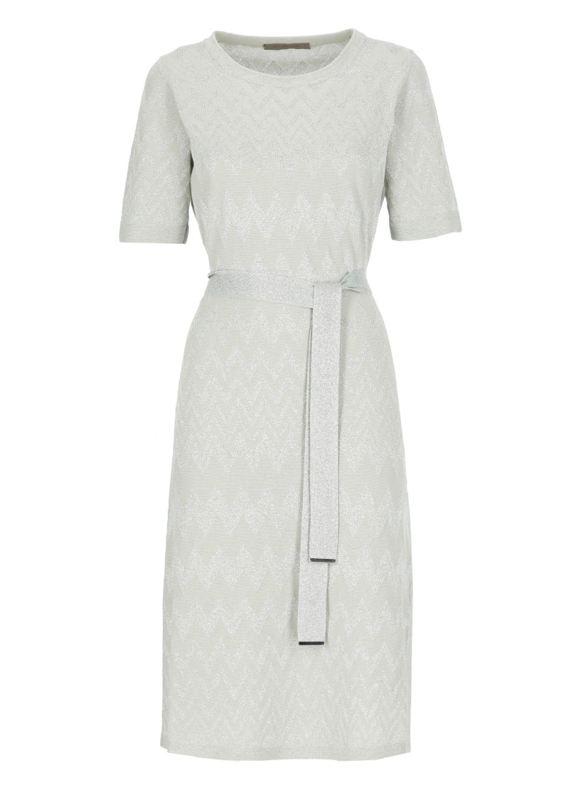 D Exterior D.exterior Zigzag Belted Dress In Green