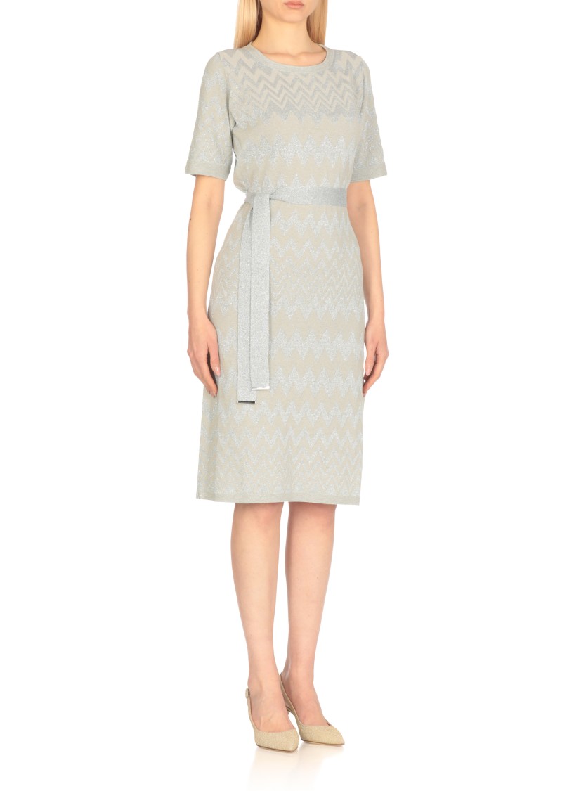 D Exterior D.exterior Zigzag Belted Dress In Green