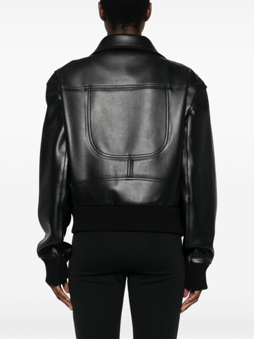 Norma Kamali Cropped Black Parka With Wide Lapel In Black