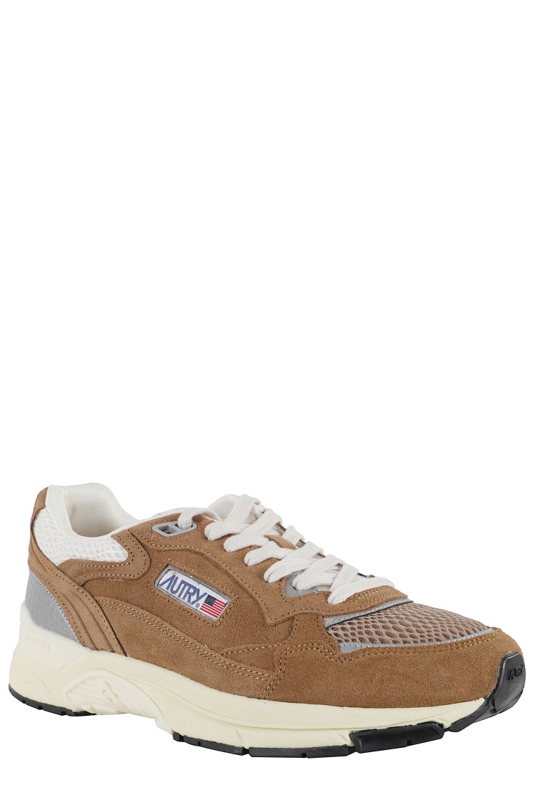 Autry Hyperway Sneakers In Cigar And Silver Mesh And Suede