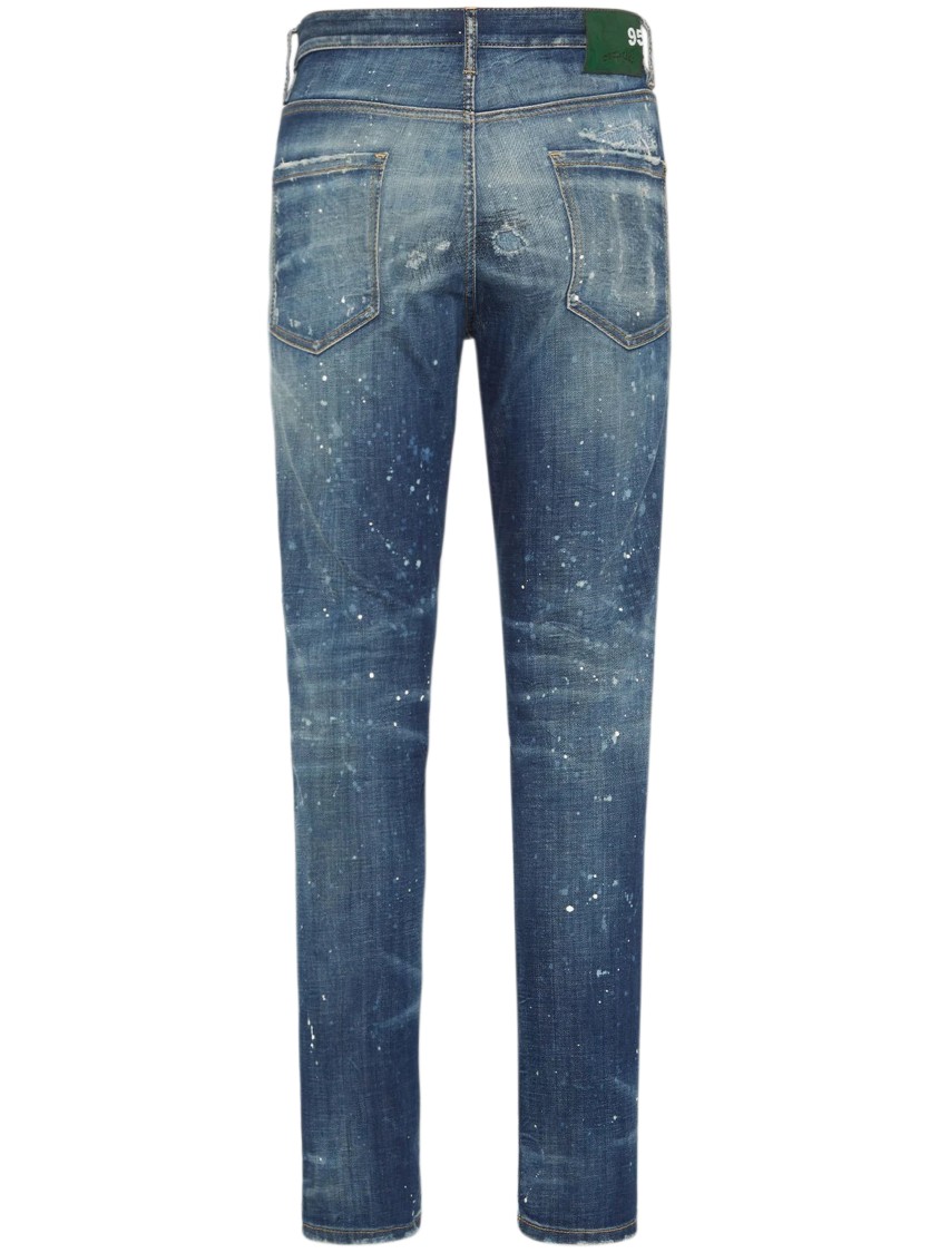 Dsquared2 Distressed Slim-fit Jeans With Unique Splatter Detailing In Blue