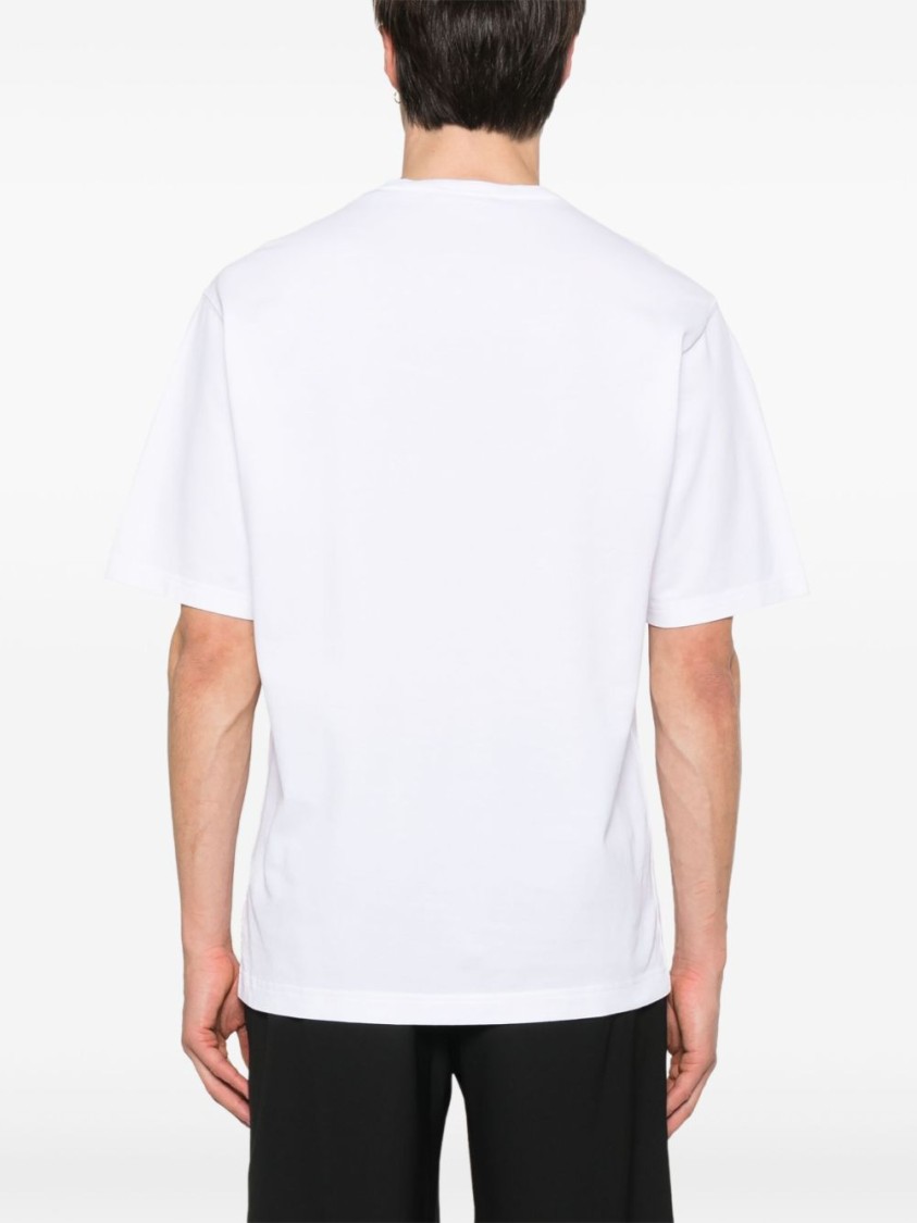 Dolce & Gabbana Crew Neck T-shirt In White With Logo In White