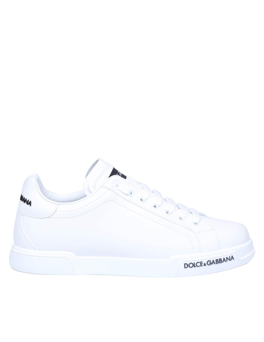 Dolce & Gabbana Leather Sneakers With Lateral Logo Patch