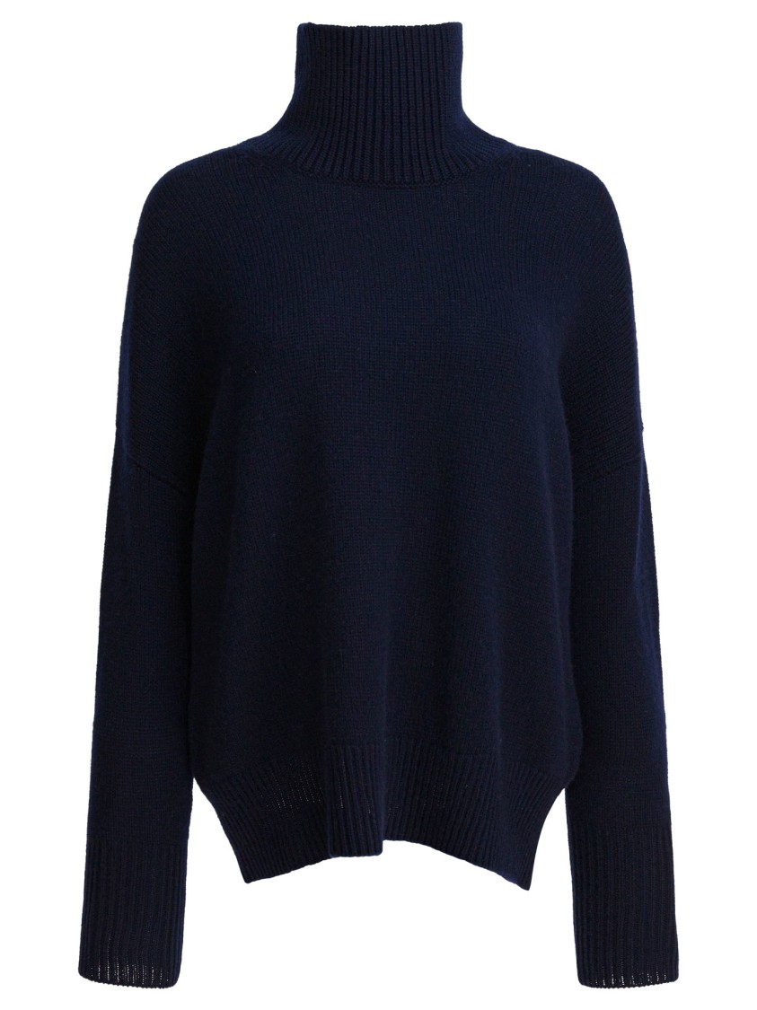 Lisa Yang High Ribbed Turtleneck Cashmere Sweater In Blue