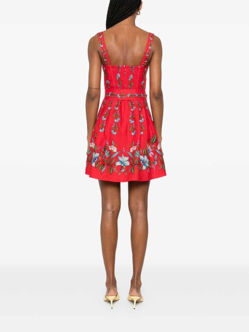 Farm Rio Sweet Bloom Bouquet Mini Dress Sweet Bloom Bouquet Red