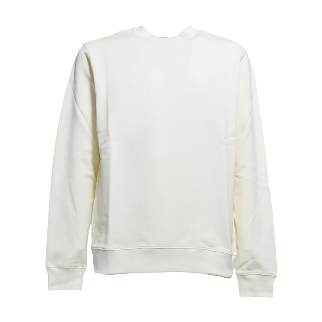 Msgm Cream Cotton Crewneck Sweatshirt With Brush Logo Print In Neutral