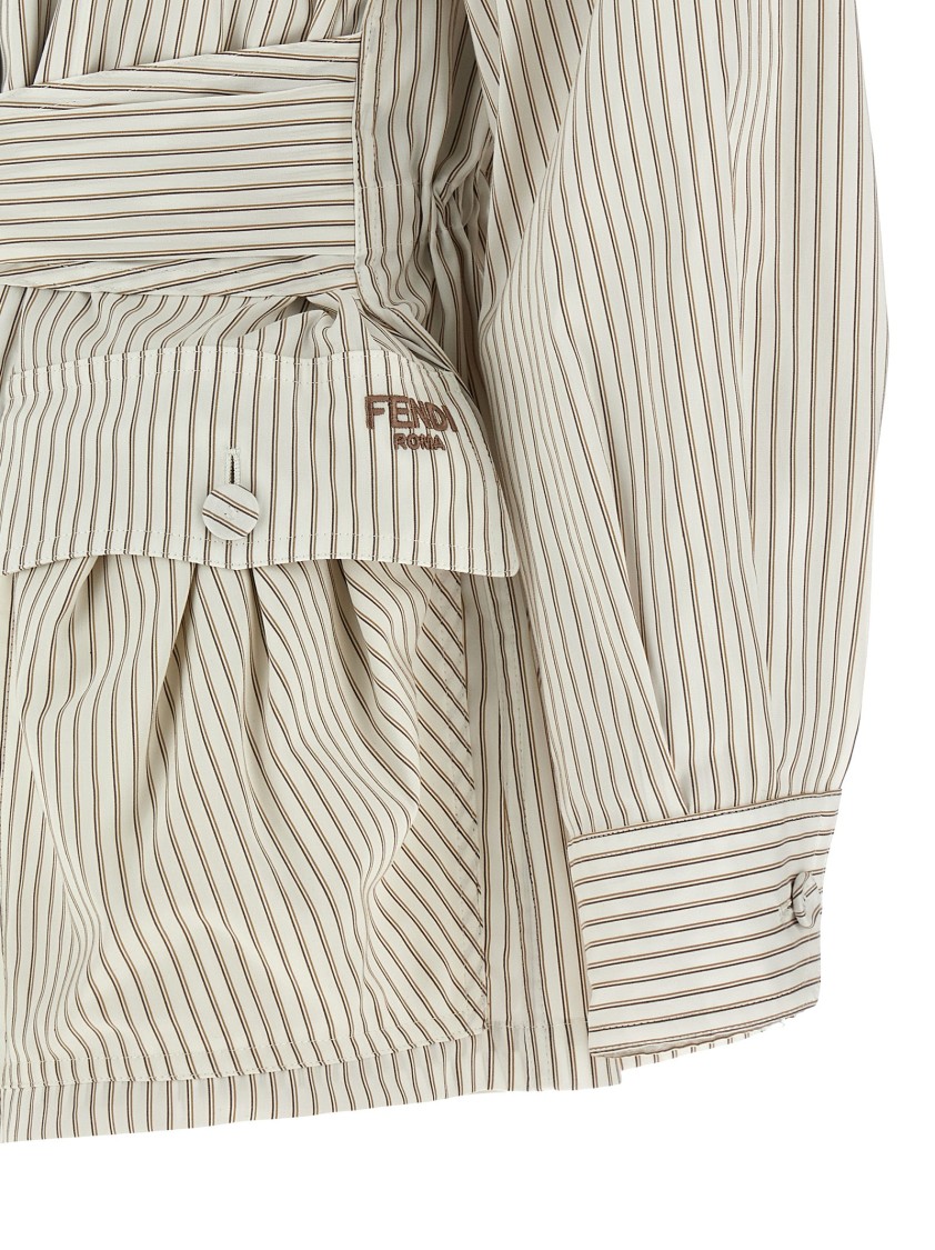 Fendi Contrasting Striped Cotton-silk Blouson In Neutral
