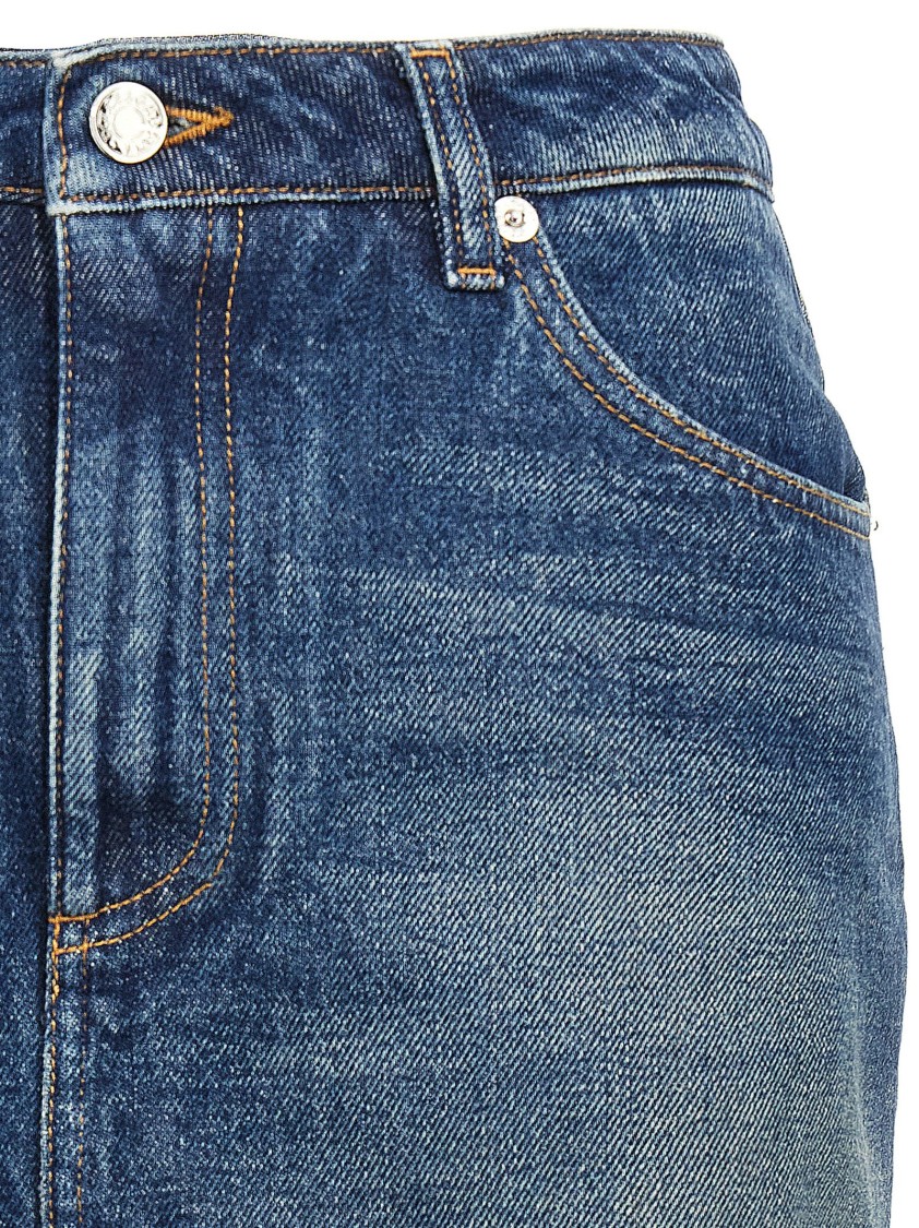 Dolce & Gabbana Fringed Hem Denim Mini Skirt In Blue