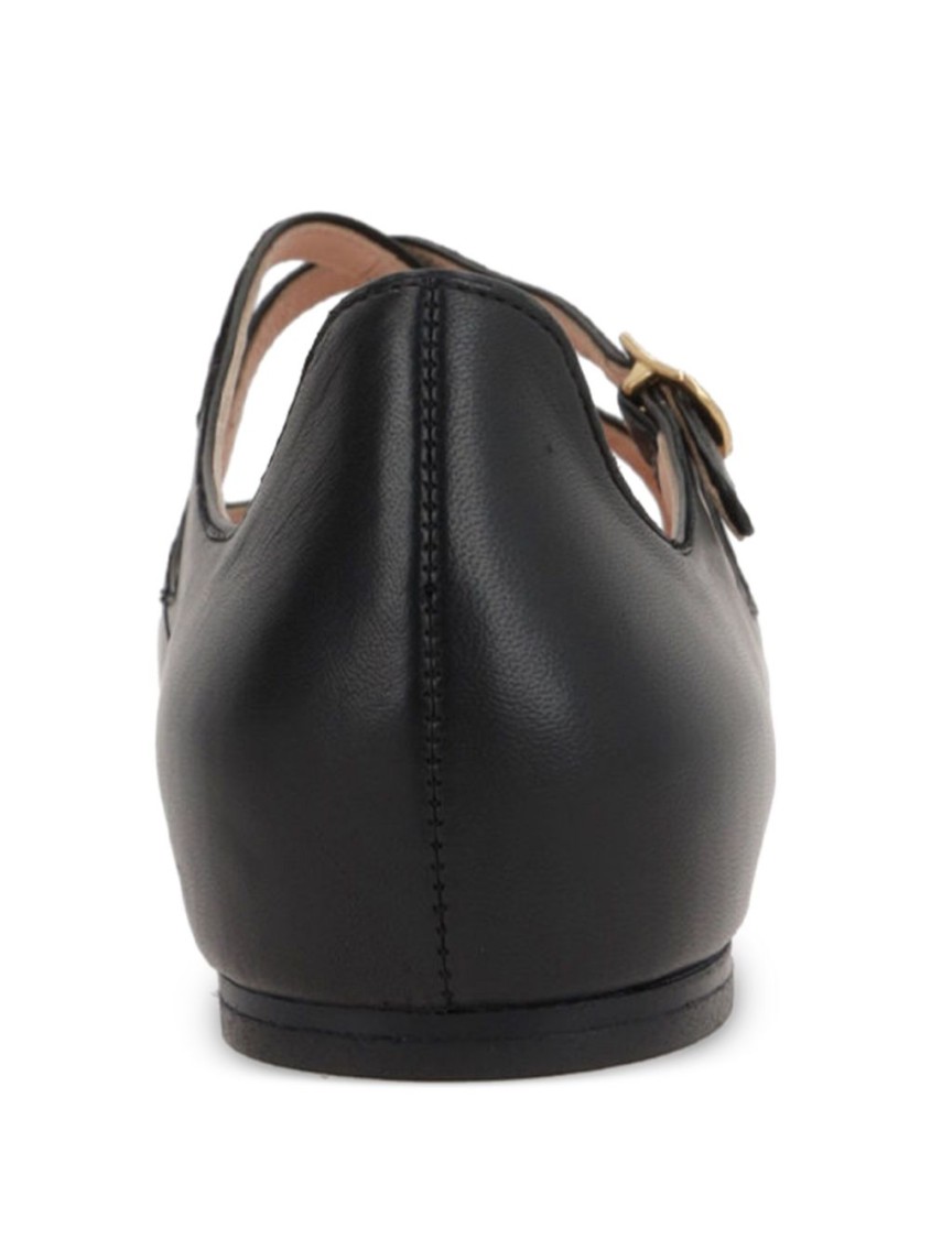 Bally Leather Cut-out Ballerinas Flat Sole In Black