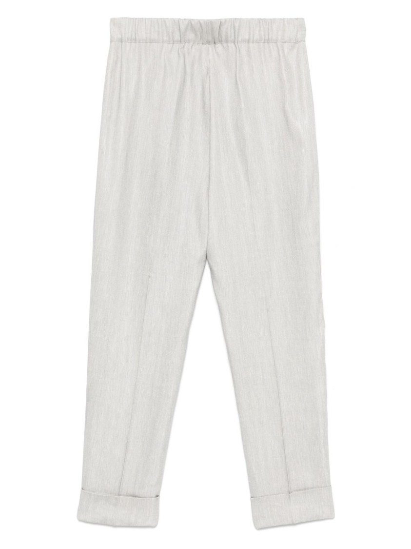 D Exterior Dexterior Relaxed Fit Grey Pants With Subtle Texture In Gray