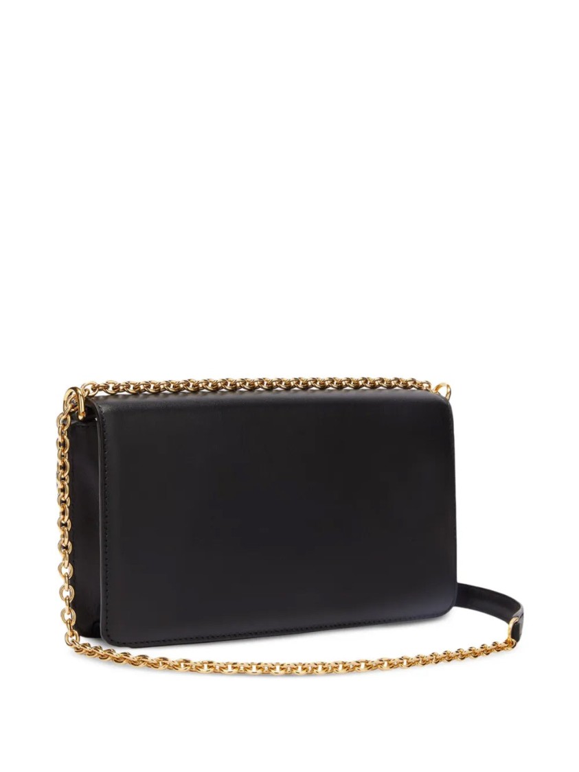 Furla Leather Crossbody Bag Chain Strap Gold-tone Hardware In Black