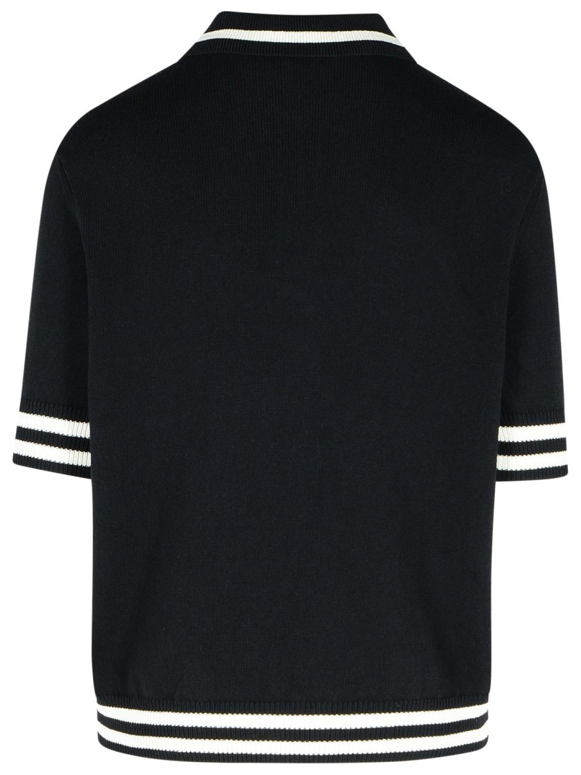 Shop Balmain Signature' Black Cotton Blend Polo Shirt
