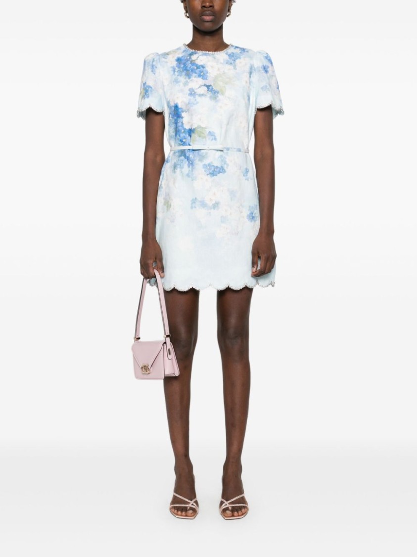 Shop Zimmermann Blue Floral Print Mini Dress