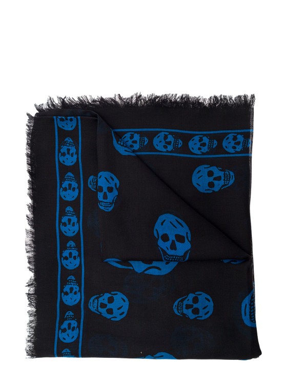Alexander Mcqueen Black Foulard With Skull Print All-Over In