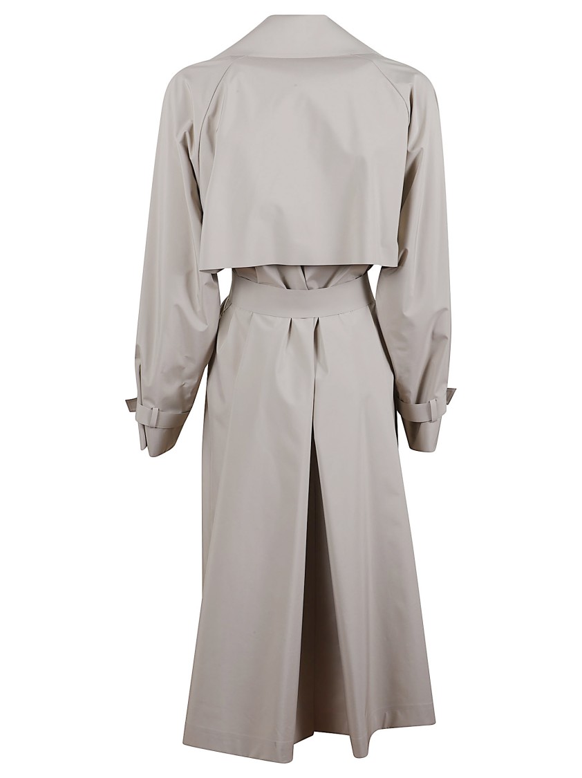 Max Mara Mid-calf Length Trench Coat With Belted Waist In Gray