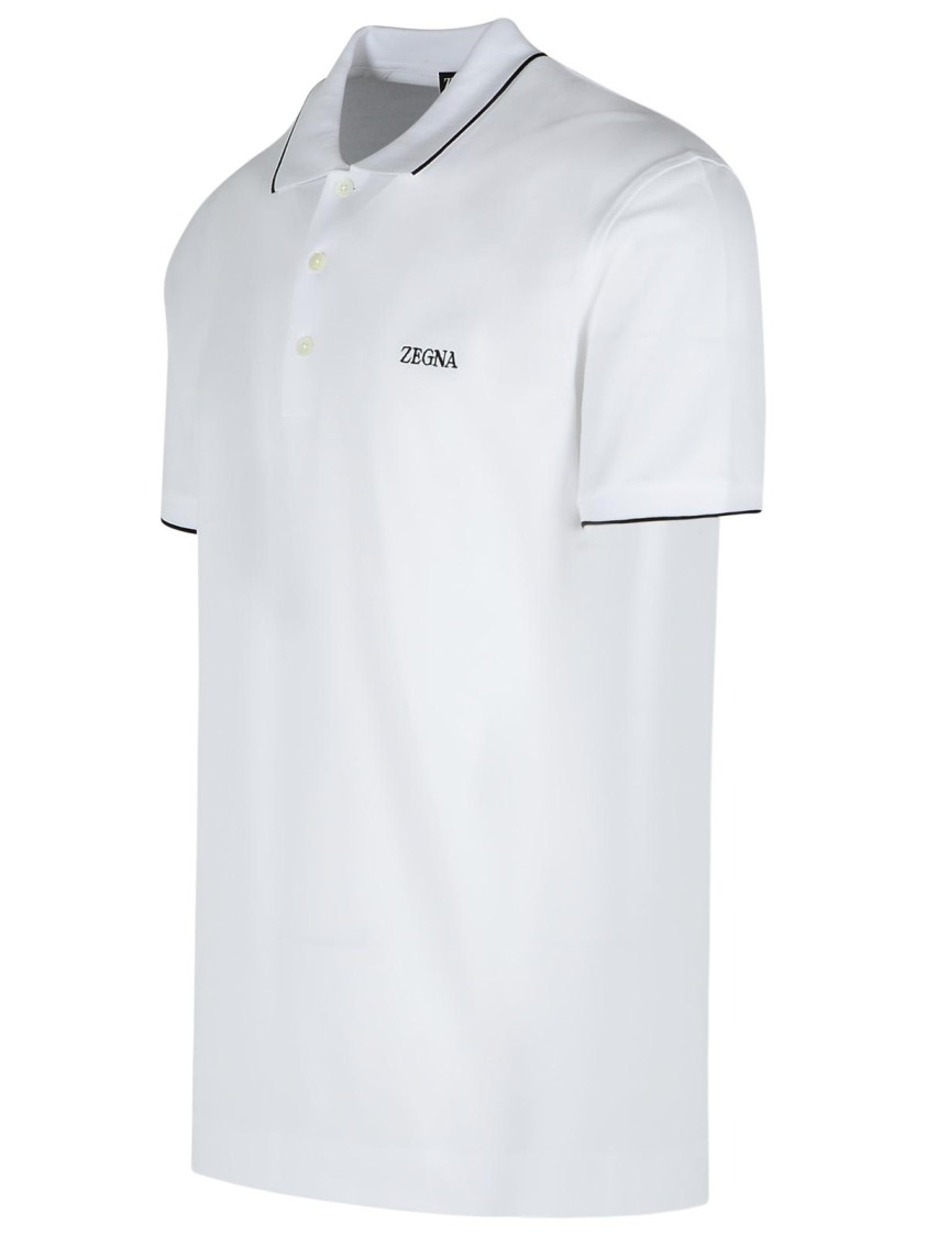 Shop Zegna White Cotton Polo Shirt