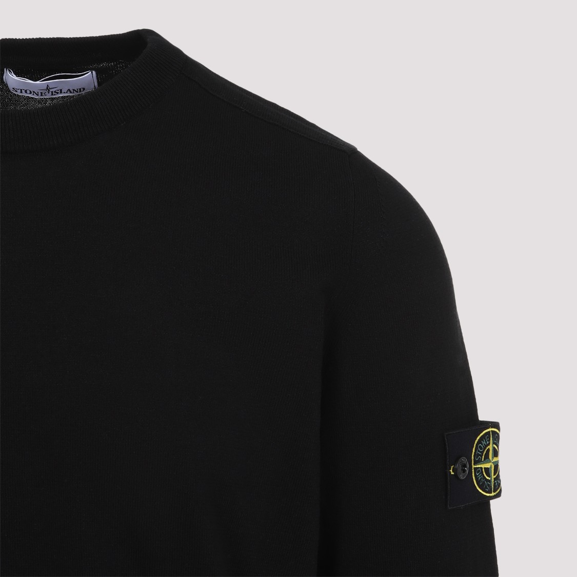Shop Stone Island Classic Crew Neck Black Cotton Sweater